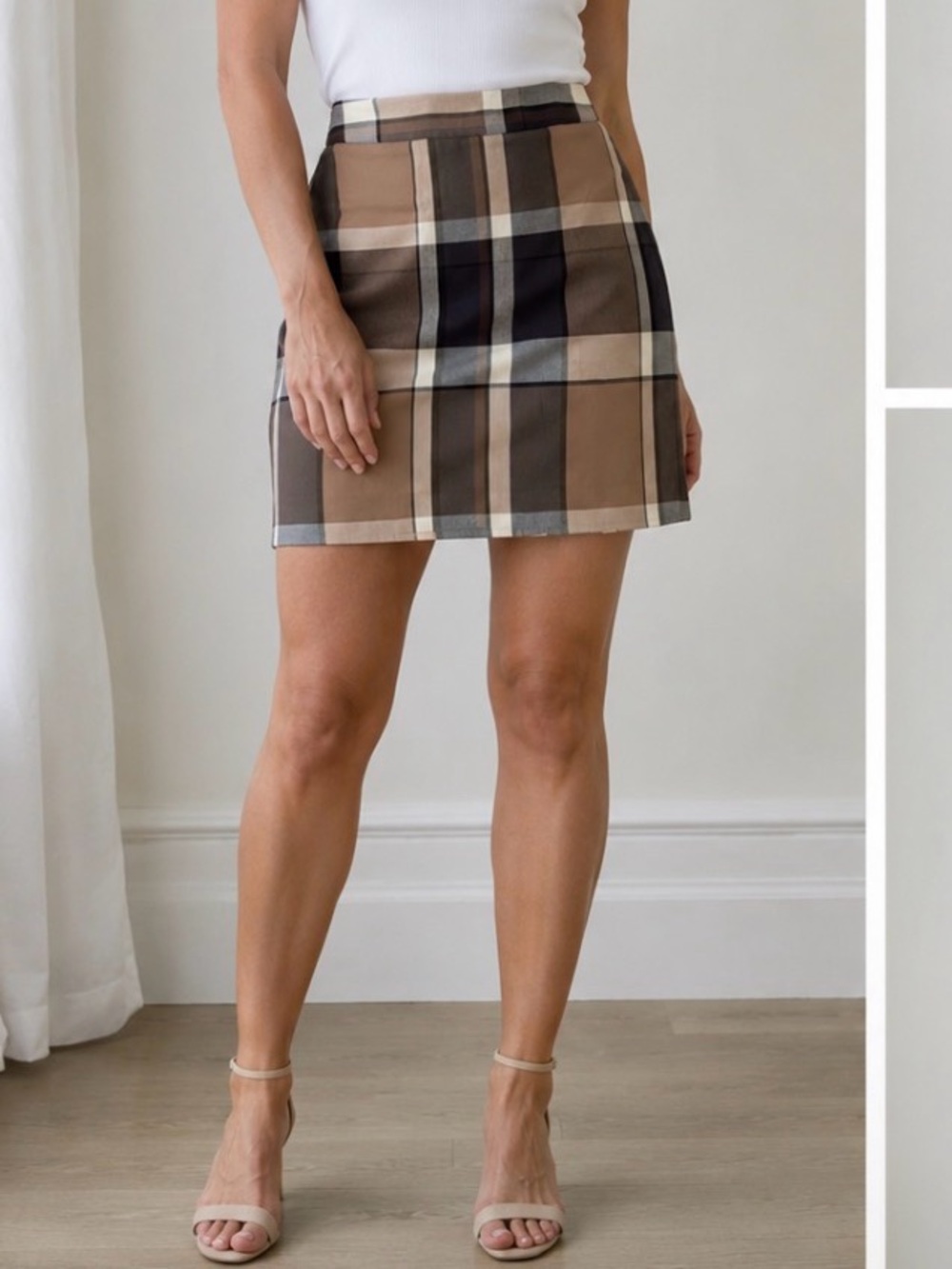 Loft - Ann Taylor - Brown Plaid Preppy Light Acedemia Mini Skirt Size 12P